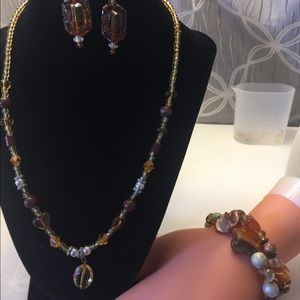 Necklace, bracelet, earrings set citrine